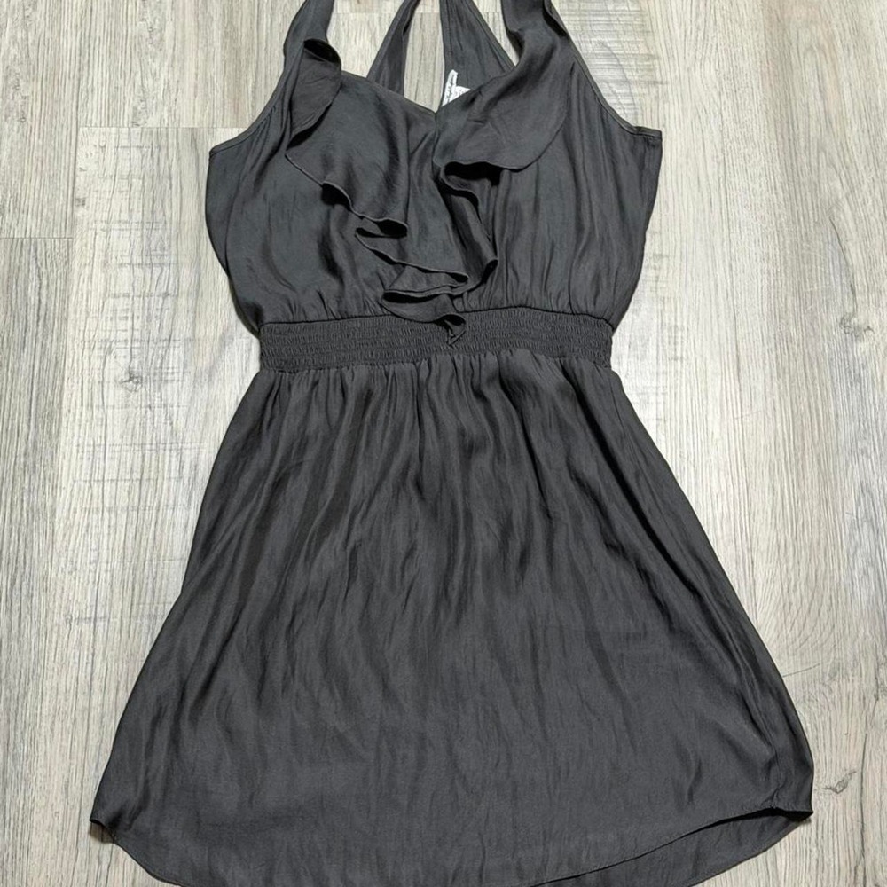 American Eagle Outfitters Black Halter Ruffle Mini Dress Smocked Waist Small